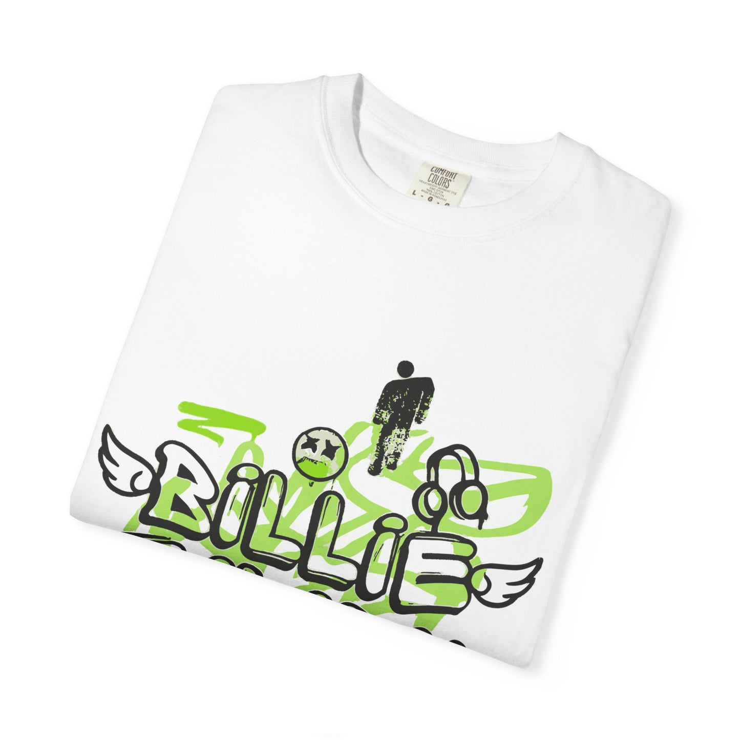 Billie Eilish Inspired Dyed T-shirt – Grunge Angel Graffiti Edition Printify