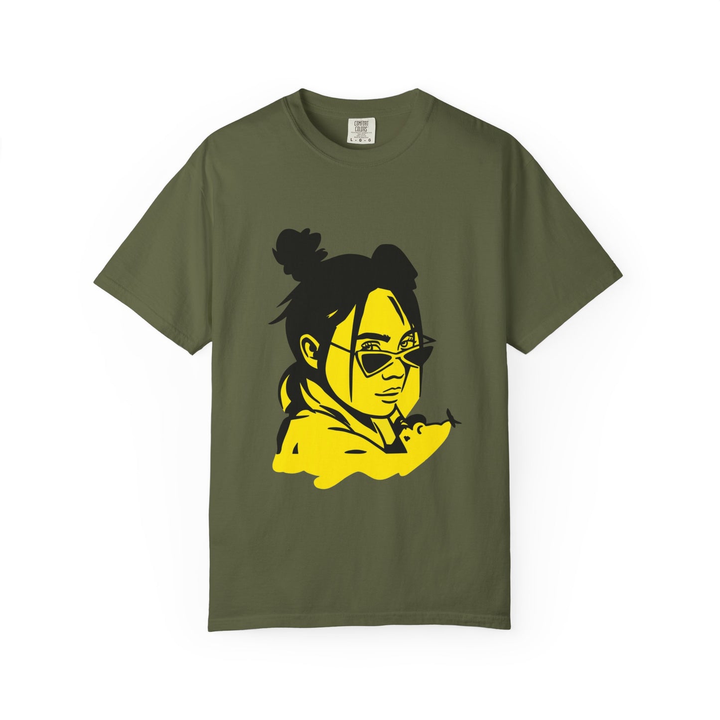 Billie Eilish Inspired Dyed T-shirt – Neon Mood Portrait Edition Printify