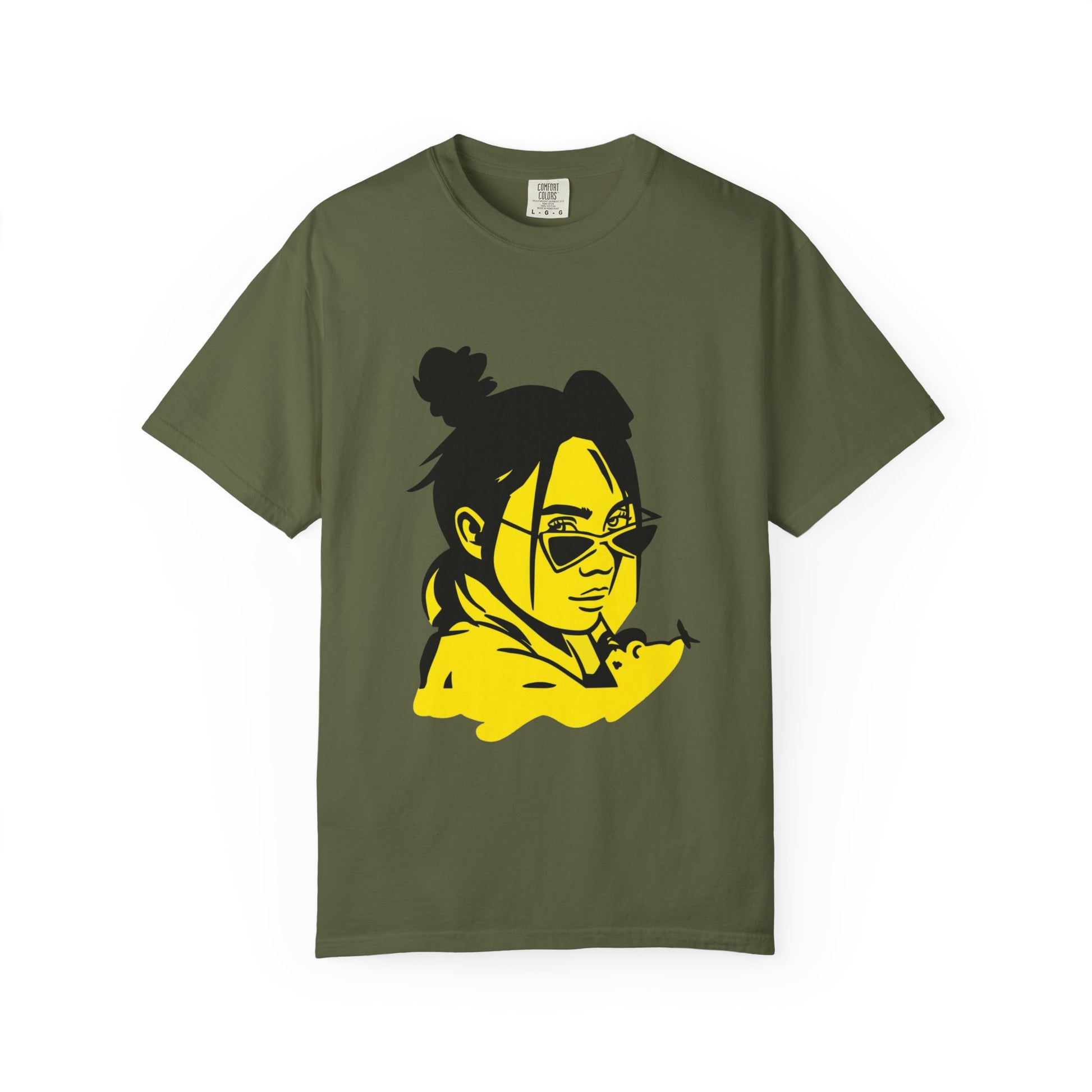 Billie Eilish Inspired Dyed T-shirt – Neon Mood Portrait Edition Printify