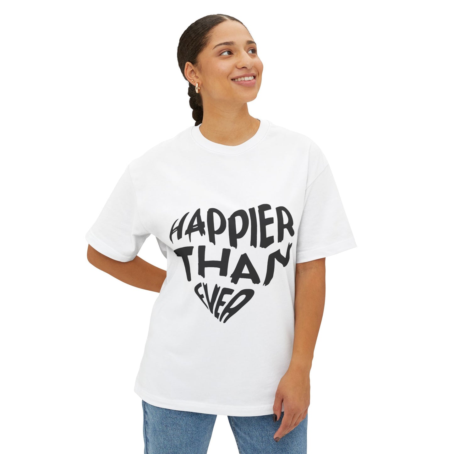 Billie Eilish Inspired Oversized T-Shirt – Happier Heart Lettering Edition Printify