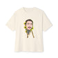 Cartoon Face with Sunflowers Unisex Oversized Boxy Tee Printify