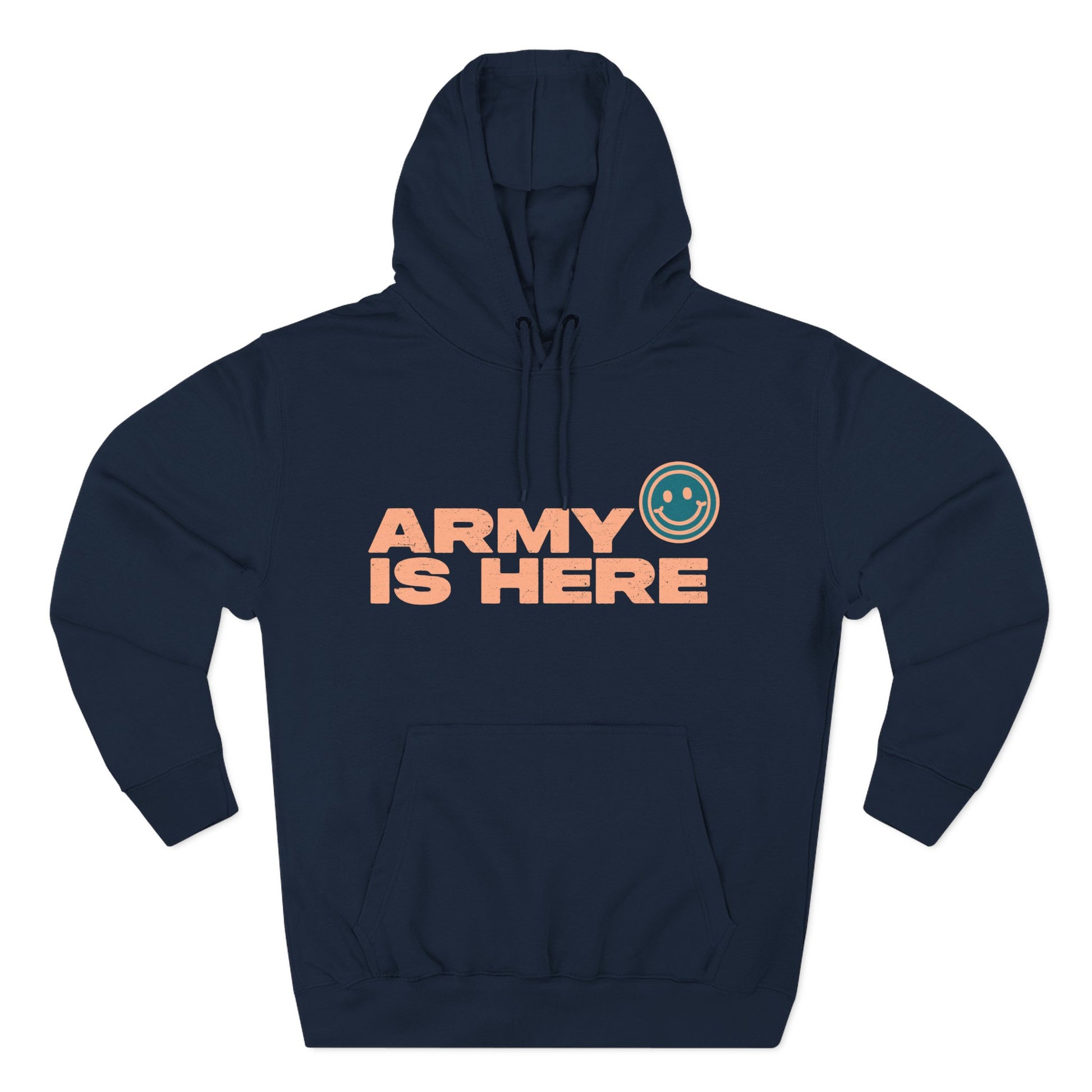Smiley Army Vibe Three-Panel Fleece Hoodie - snazzymerch