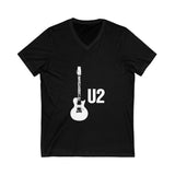 Minimal Guitar Logo Unisex Jersey Short Sleeve V-Neck Tee - snazzymerch