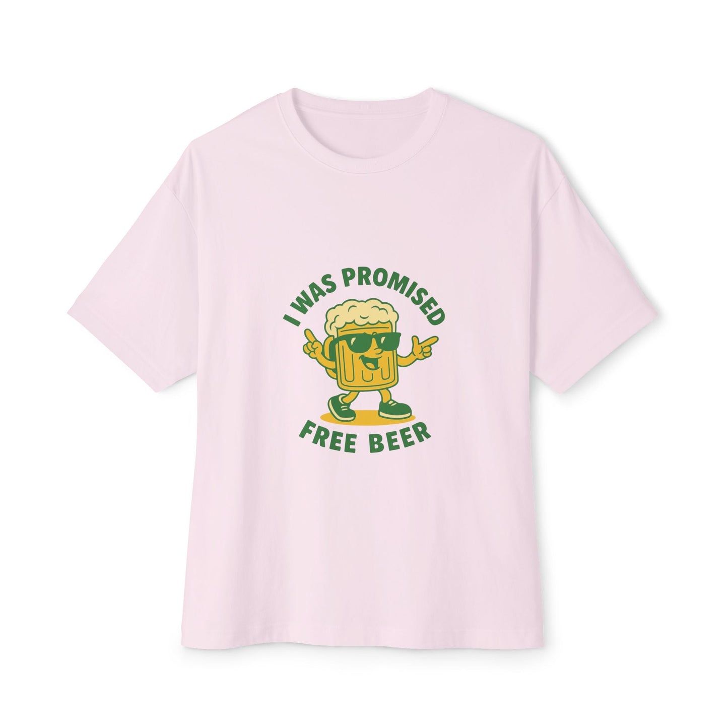 Unisex Oversized Tee – Snazzy Free Beer Edition Printify