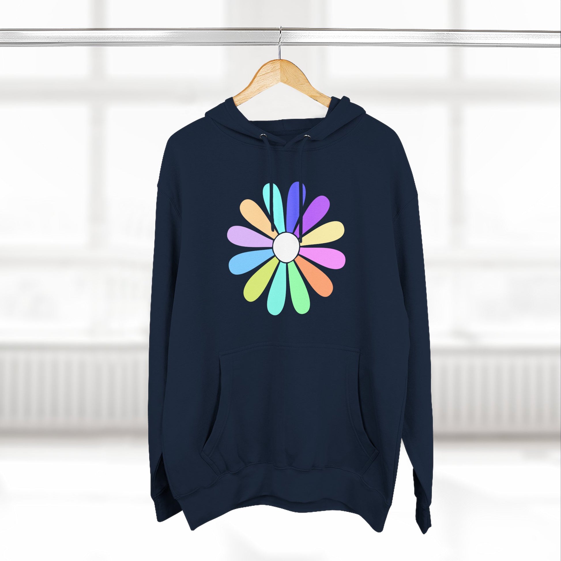 Rainbow Bloom Positivity Three-Panel Fleece Hoodie - snazzymerch