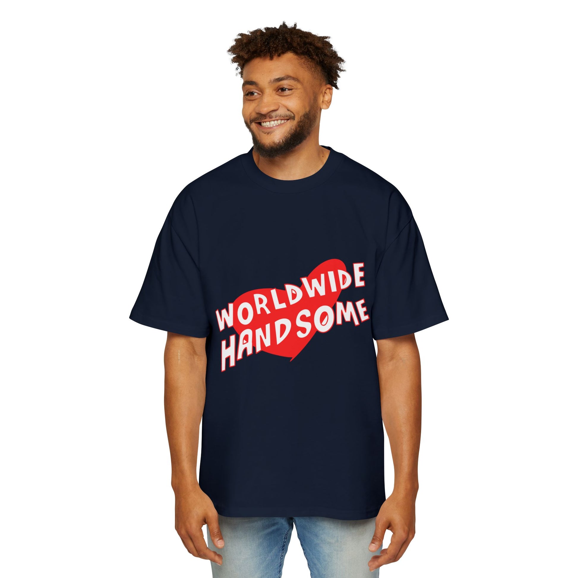 Worldwide Handsome Heart Men's Heavy Oversized Tee - snazzymerch