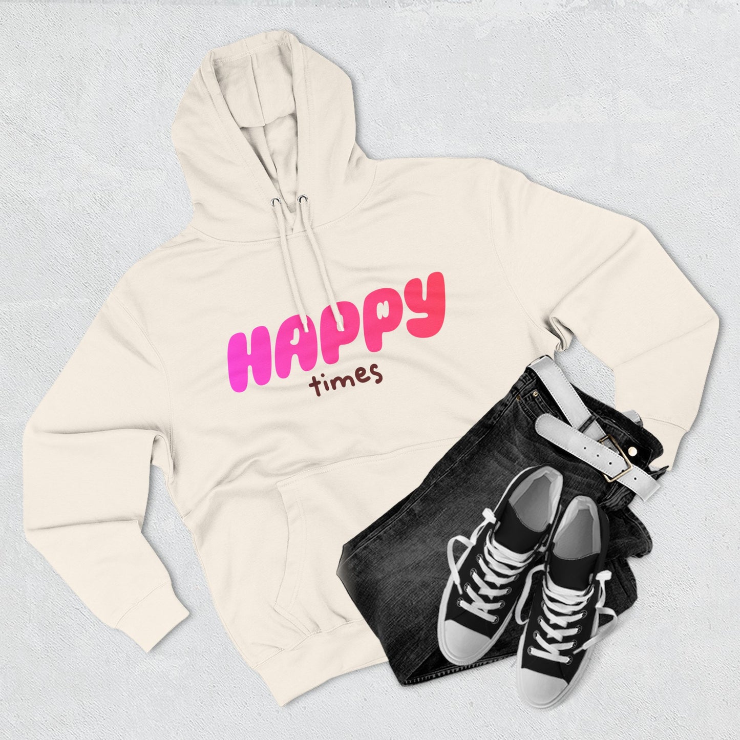 Happy Times Gradient Three-Panel Fleece Hoodie - snazzymerch