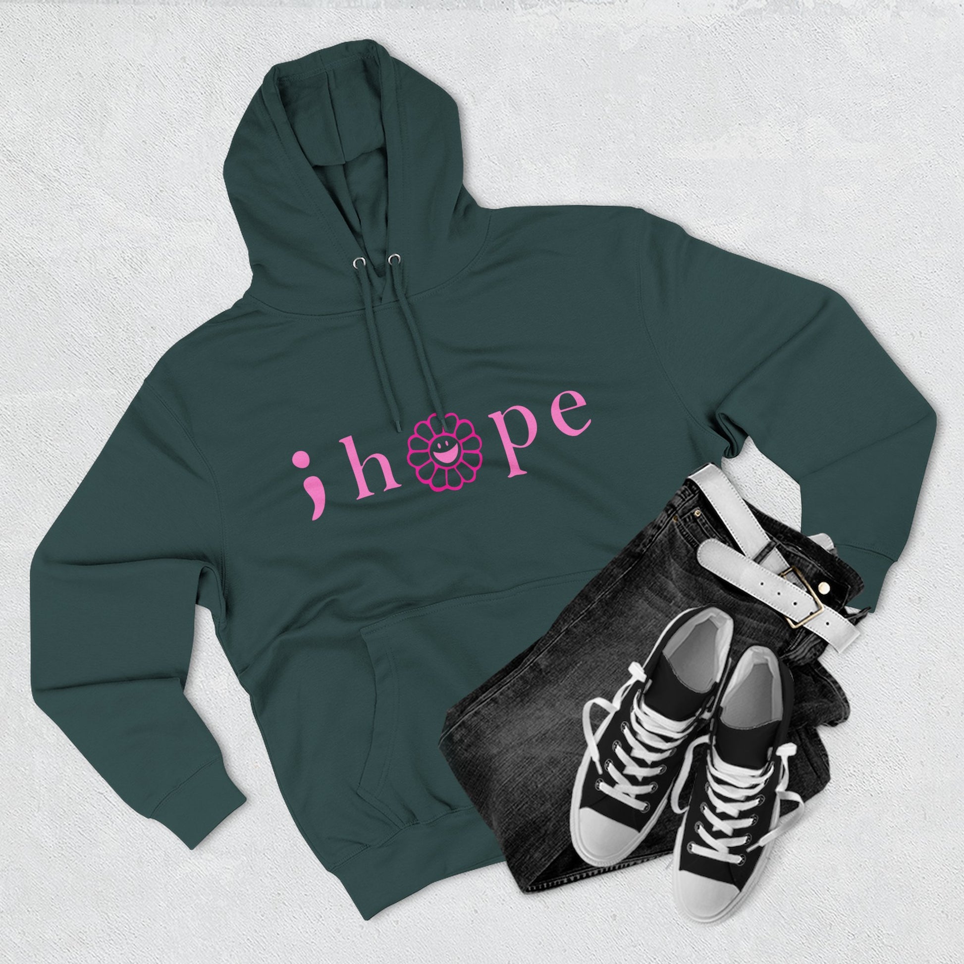 Pink Hope Smile Three-Panel Fleece Hoodie - snazzymerch