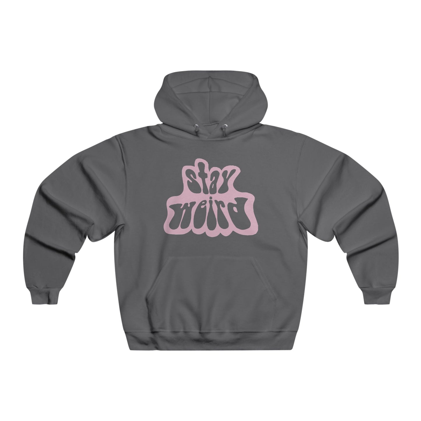 Retro Pink “Stay Weird” Typography Men's NUBLEND® Hooded Sweatshirt - snazzymerch