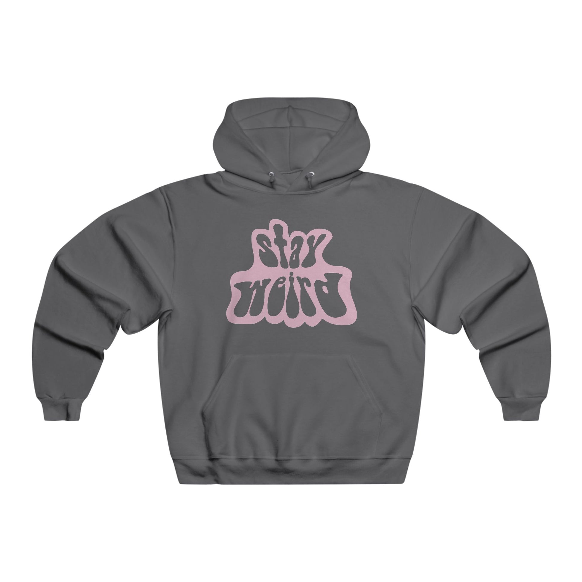Retro Pink “Stay Weird” Typography Men's NUBLEND® Hooded Sweatshirt - snazzymerch