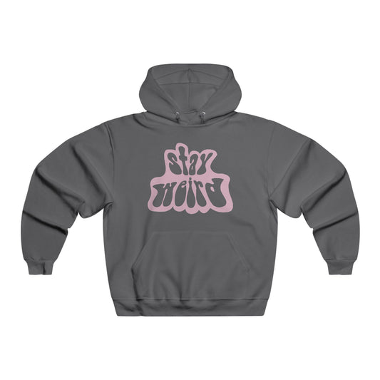 Retro Pink “Stay Weird” Typography Men's NUBLEND® Hooded Sweatshirt - snazzymerch