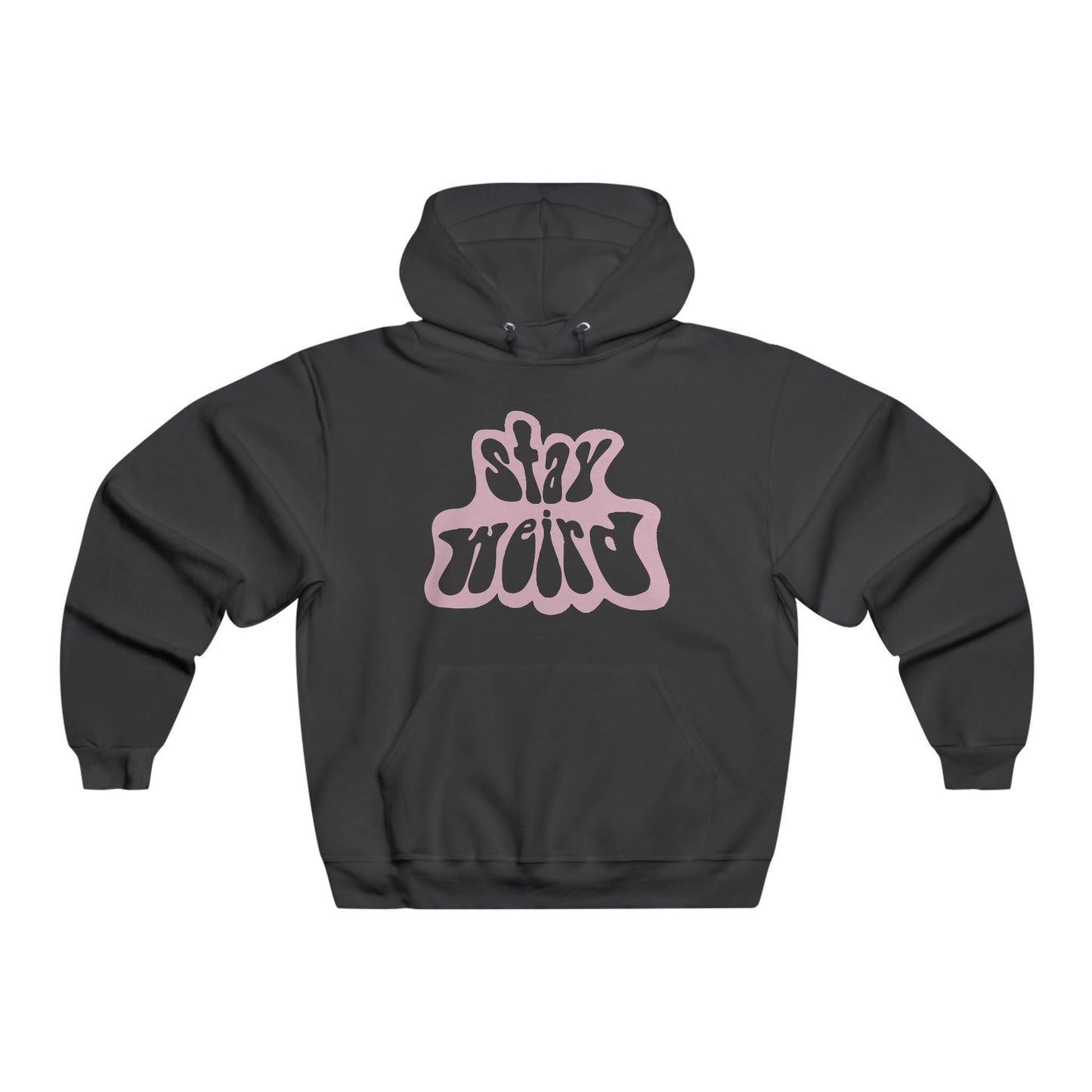 Retro Pink “Stay Weird” Typography Men's NUBLEND® Hooded Sweatshirt - snazzymerch