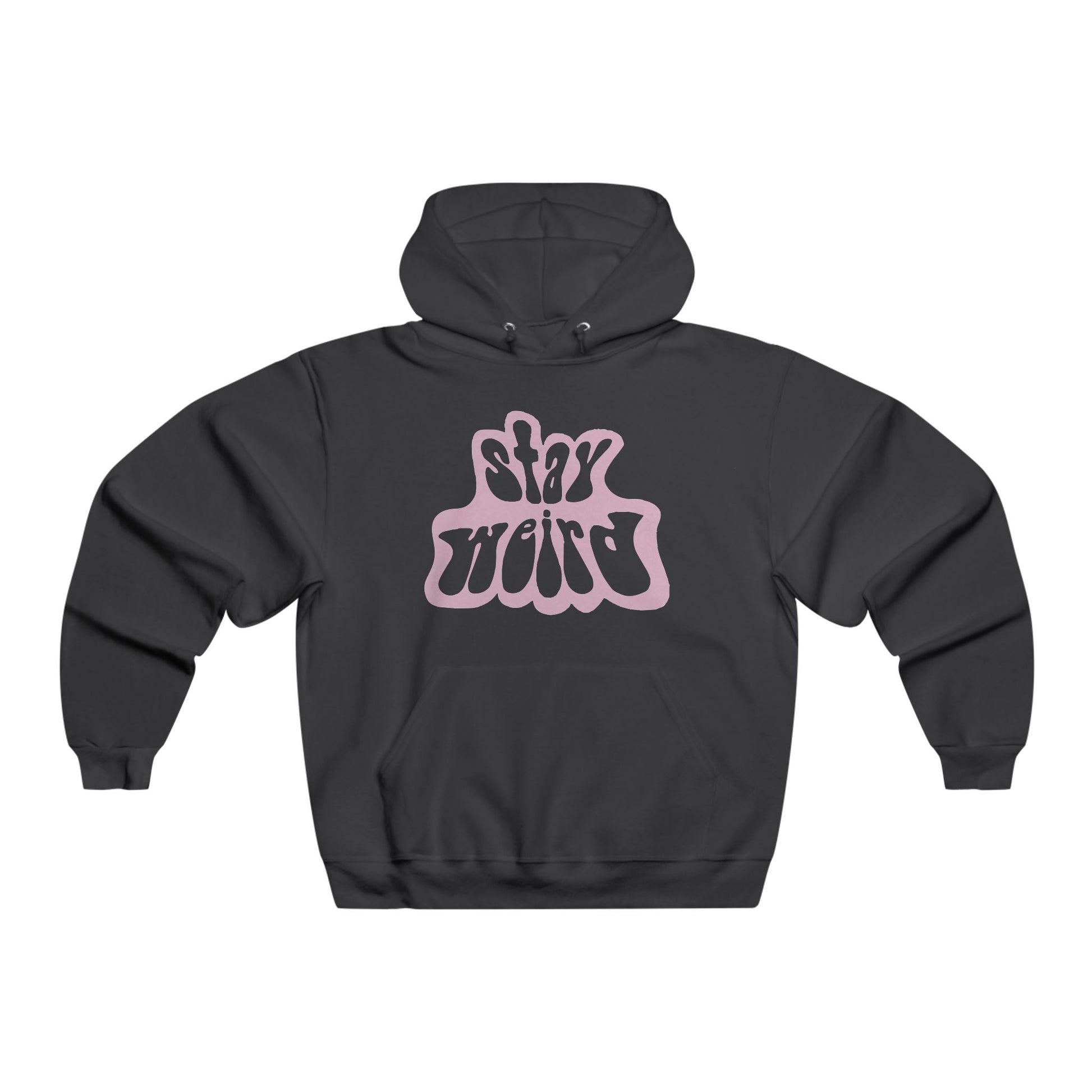Retro Pink “Stay Weird” Typography Men's NUBLEND® Hooded Sweatshirt - snazzymerch