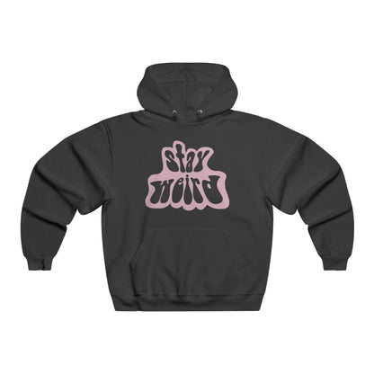 Retro Pink “Stay Weird” Typography Men's NUBLEND® Hooded Sweatshirt - snazzymerch