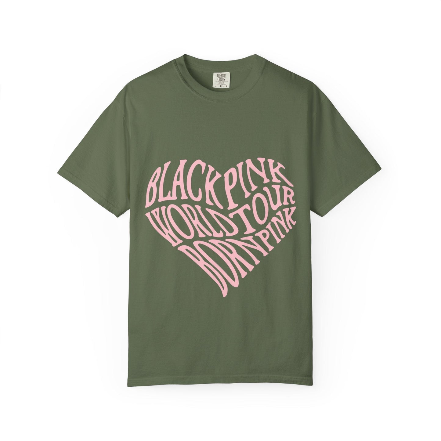 Born Pink Heart Typography – Dyed T-shirt Printify