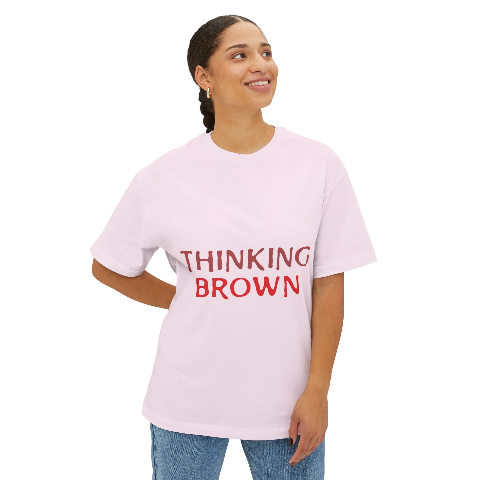 Thinking Bold Text Unisex oversized Boxy Tee - snazzymerch