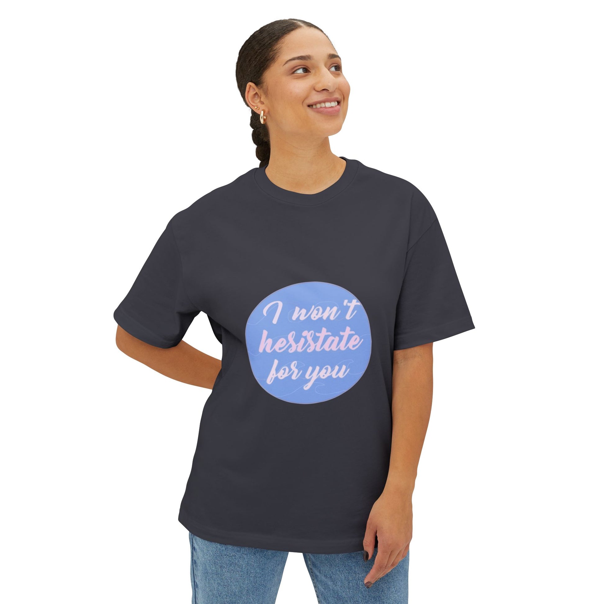 Blue Quote Circle Unisex Oversized Boxy Tee - snazzymerch