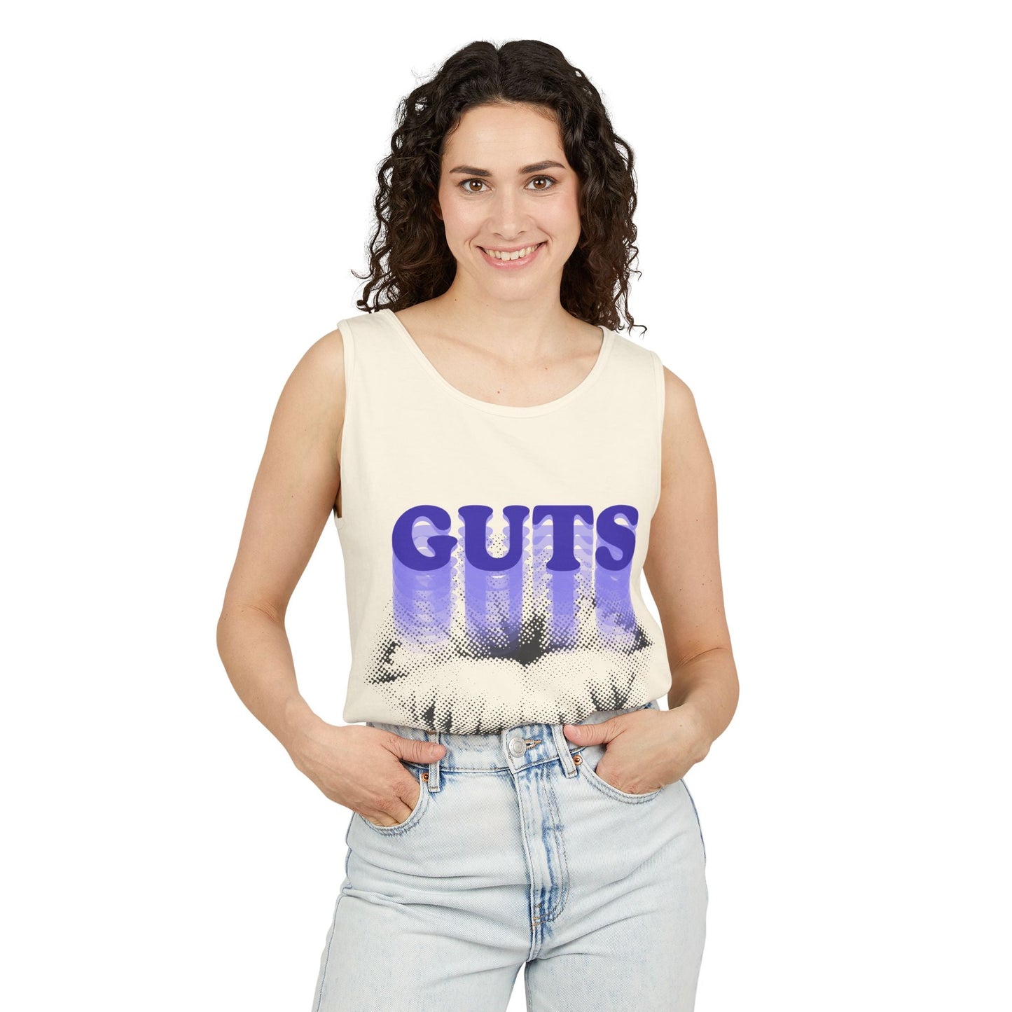 Guts Drip Effect Halftone-Dyed Tank Top Printify