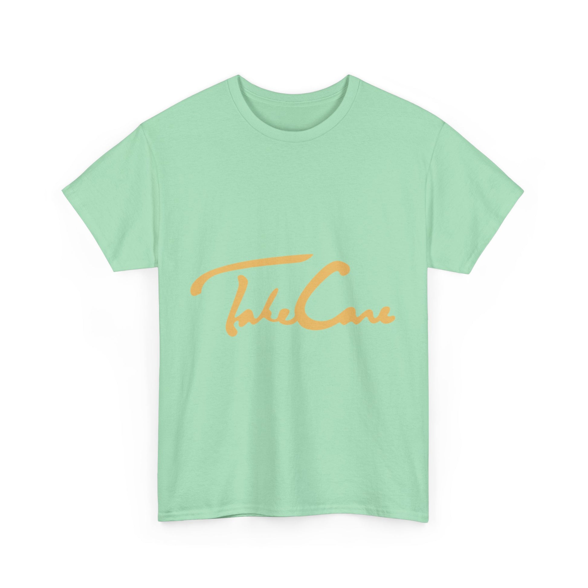 Take Care Gold Script Heavy Cotton Tee Printify