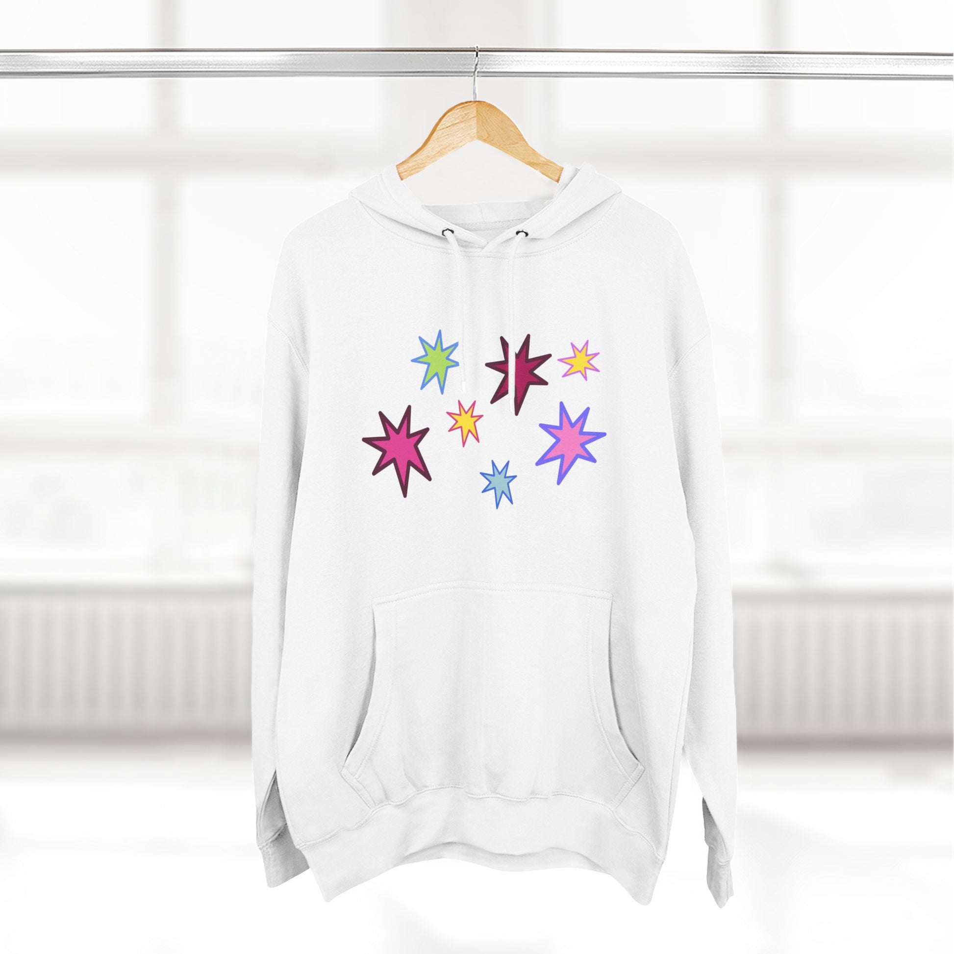 Rainbow Spark Burst Three-Panel Fleece Hoodie - snazzymerch