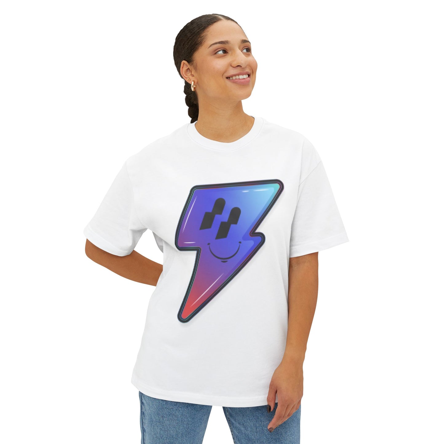 Smiley Charge Pop Unisex Oversized Boxy tee Printify