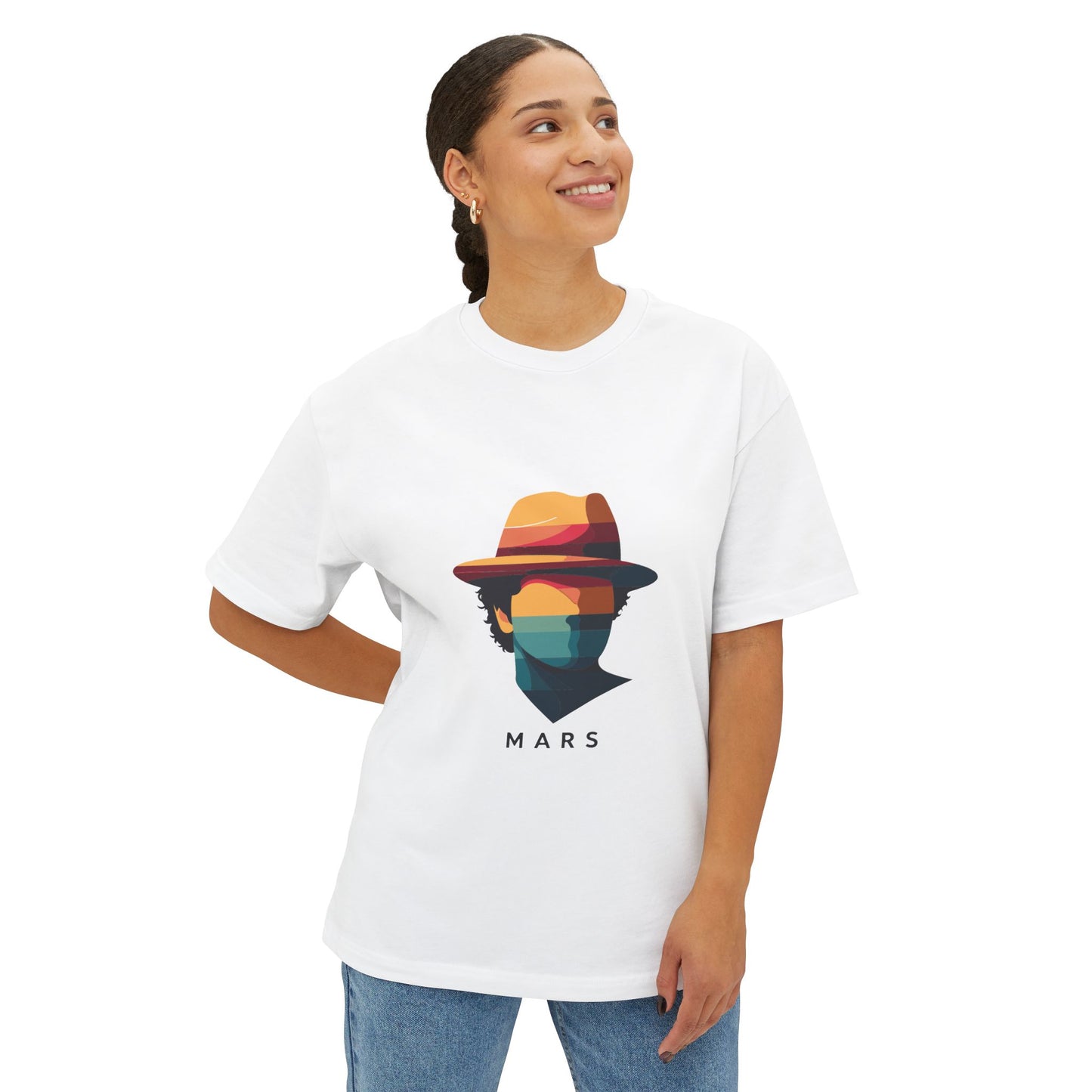 Funk Shadow Portrait Unisex Oversized Boxy Tee Printify