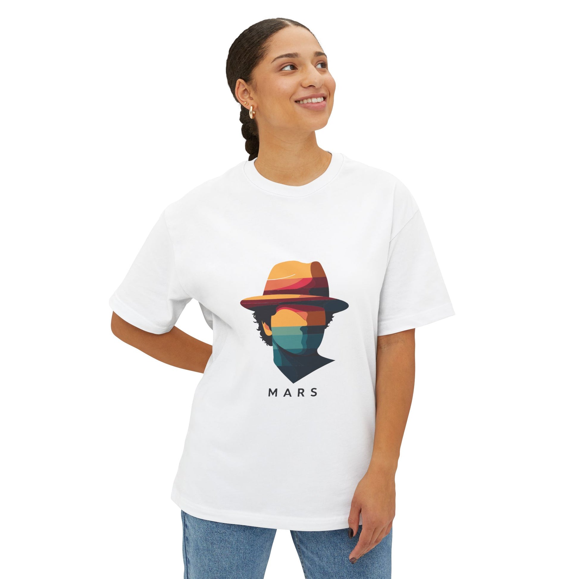 Funk Shadow Portrait Unisex Oversized Boxy Tee Printify