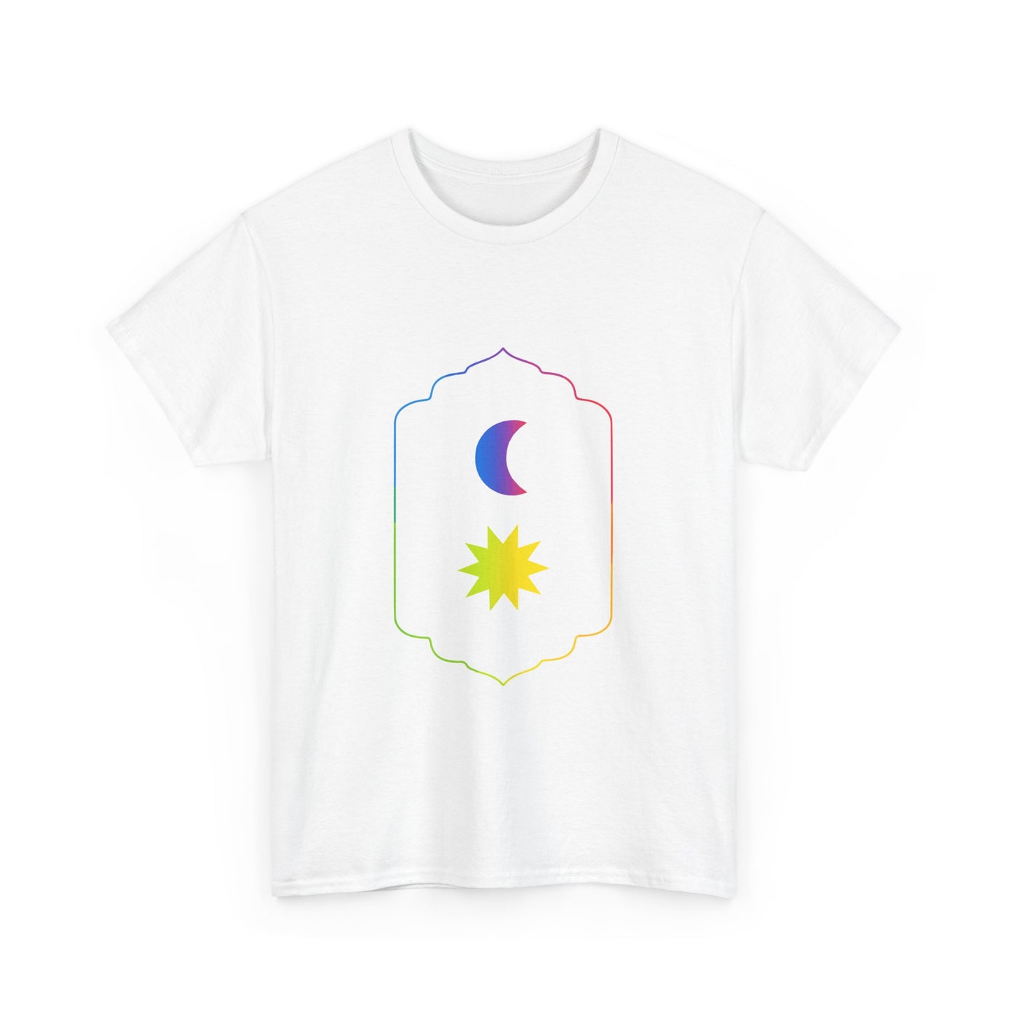 Gradient Moon and Star Emblem Unisex Cotton Tee Printify