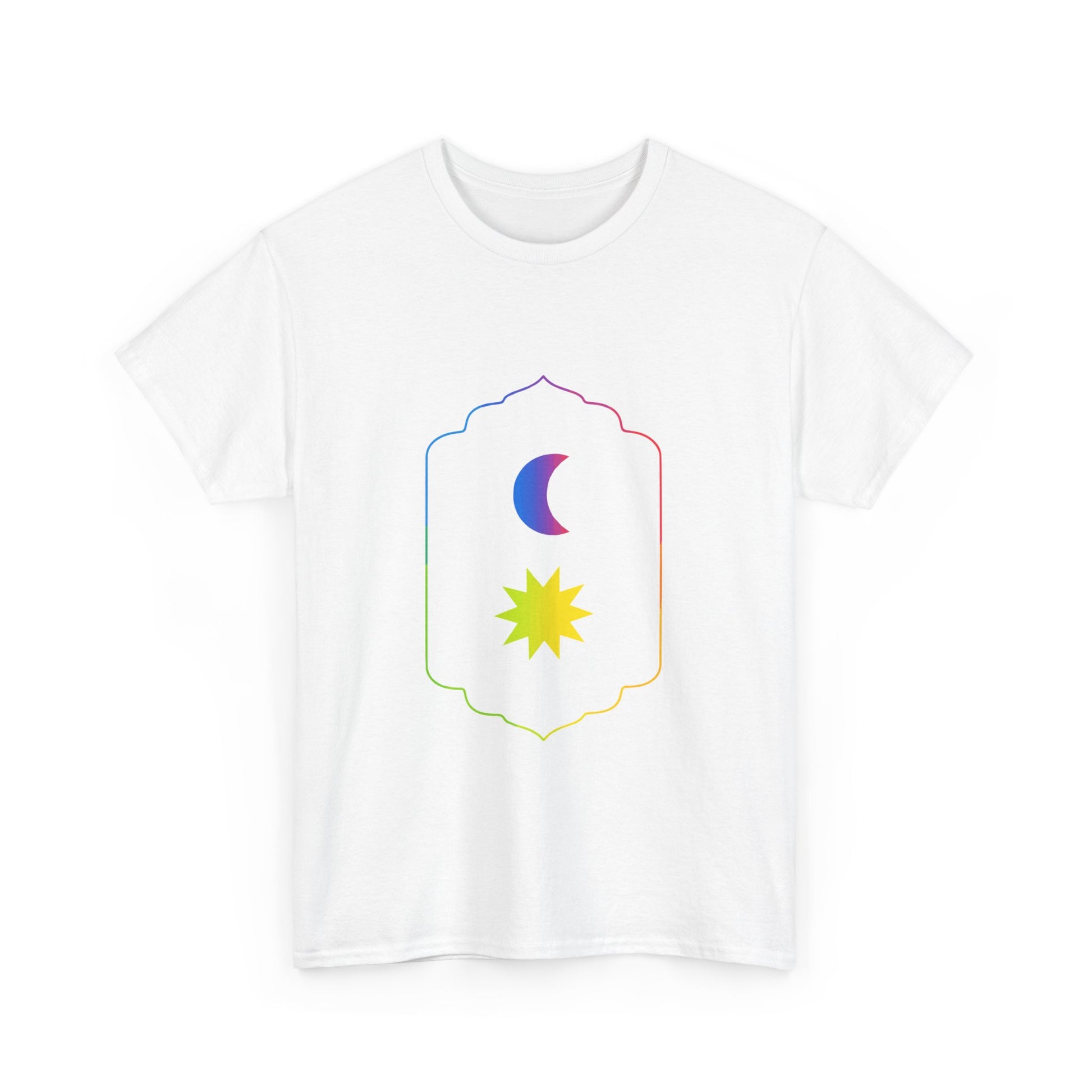 Gradient Moon and Star Emblem Unisex Cotton Tee Printify