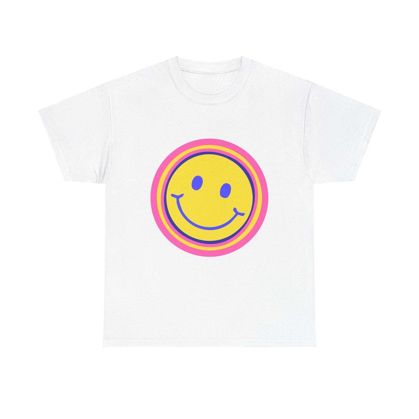 Retro Rainbow Smiley Unisex Heavy Cotton Tee - snazzymerch