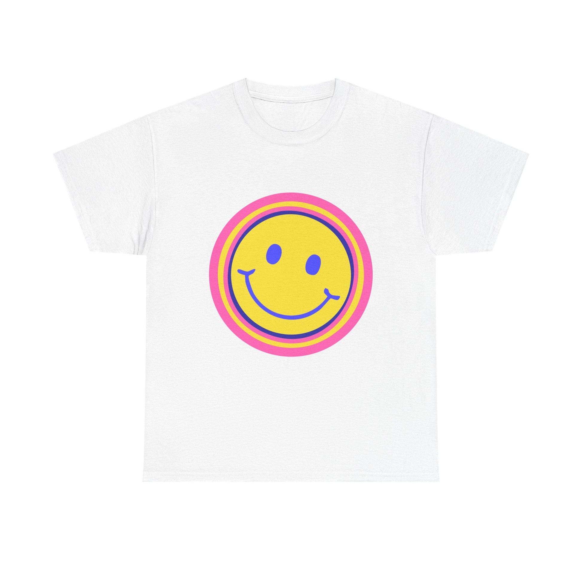 Retro Rainbow Smiley Unisex Heavy Cotton Tee - snazzymerch
