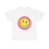 Retro Rainbow Smiley Unisex Heavy Cotton Tee - snazzymerch
