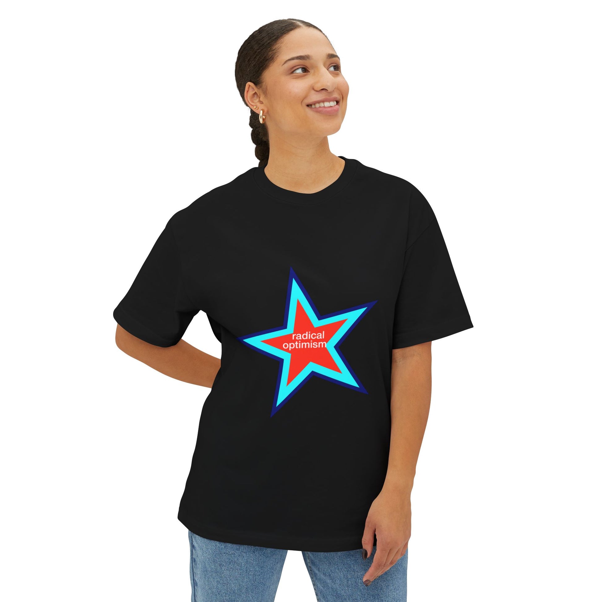 Power of Positivity Star Unisex Oversized Boxy Tee - snazzymerch