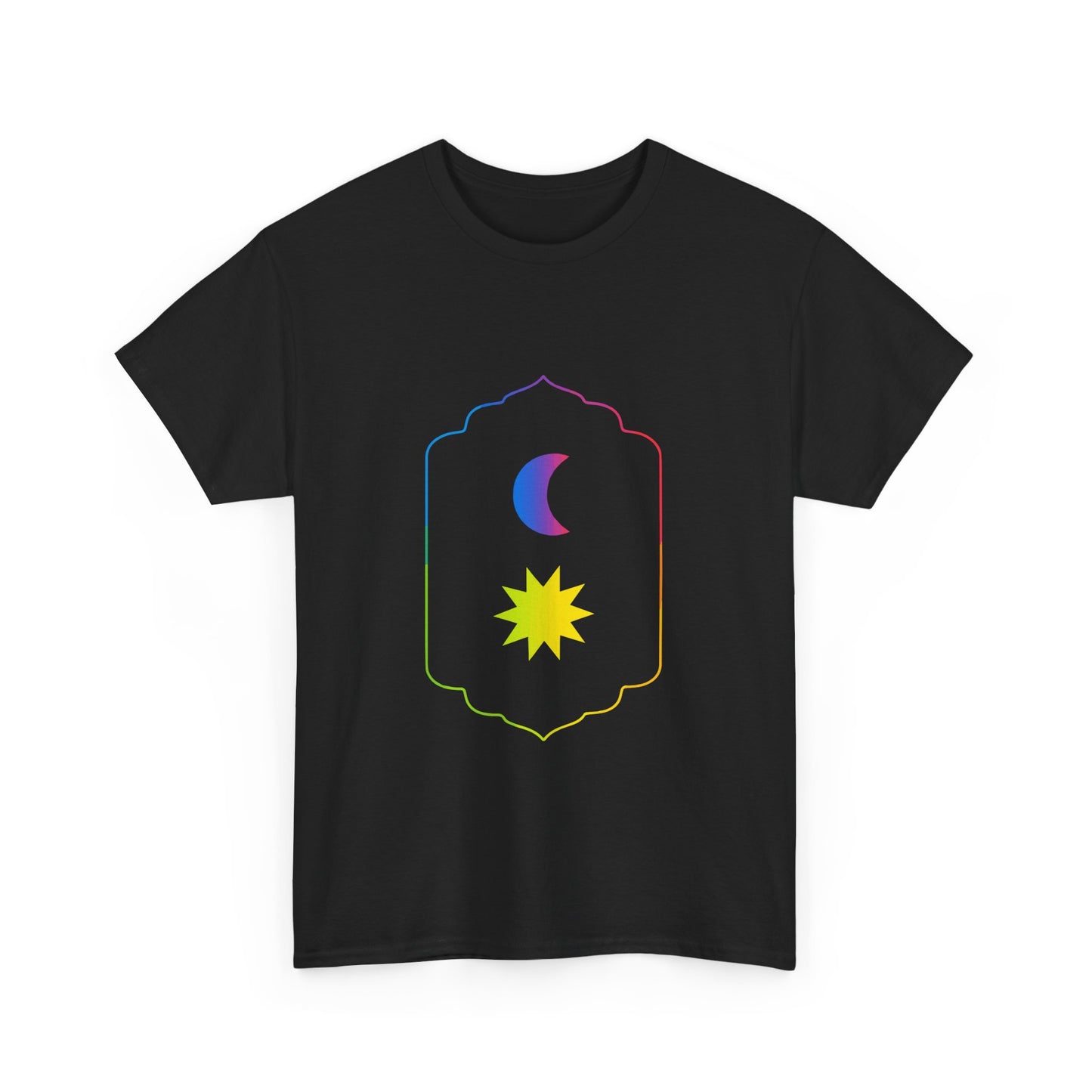 Gradient Moon and Star Emblem Unisex Cotton Tee Printify