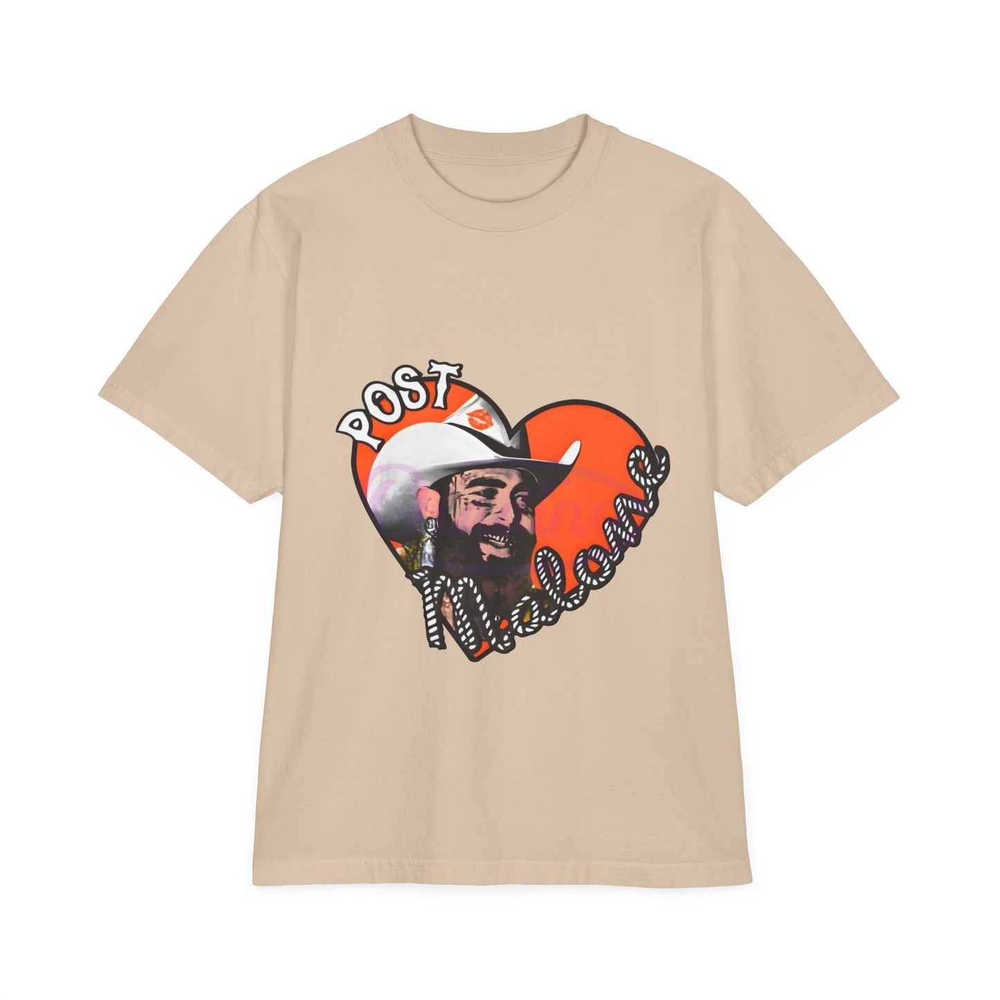 Unisex Garment-Dyed Drop-Shoulder T-Shirt – Post Malone Heart Design Printify