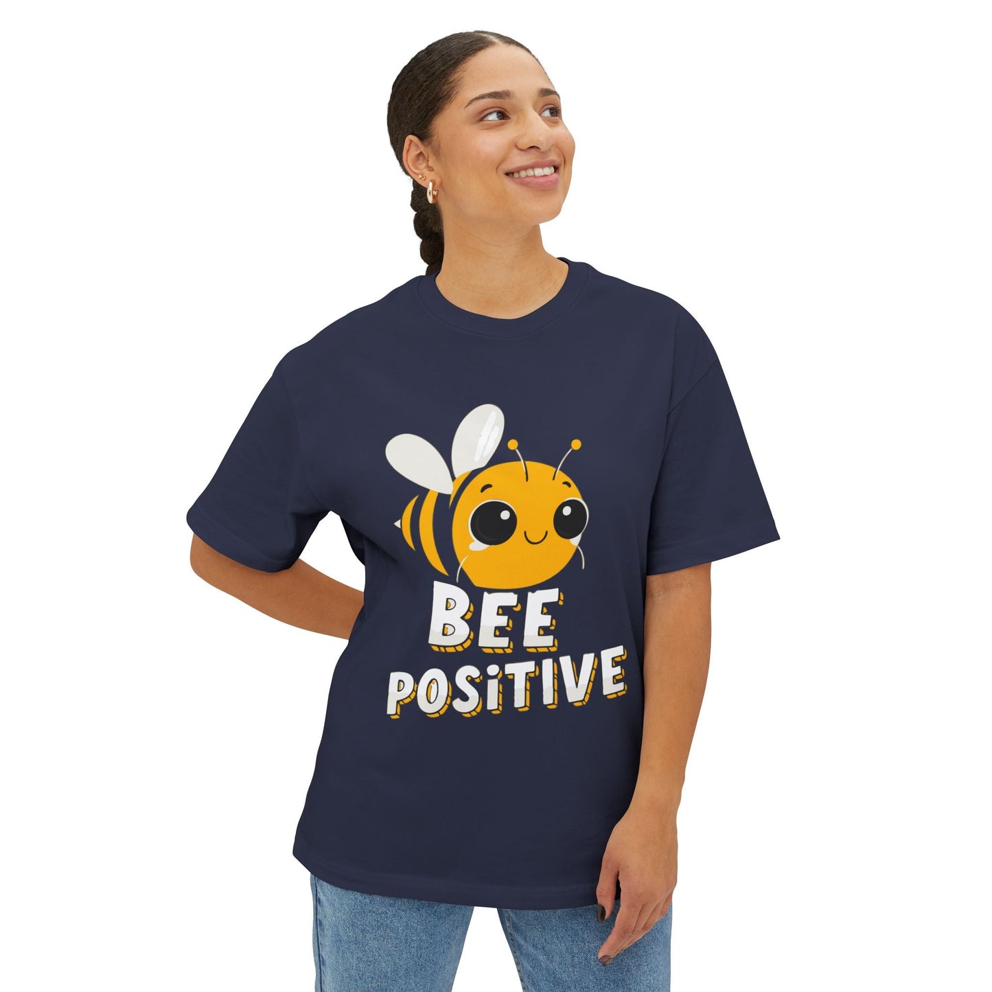 Oversized boxy Tee – Snazzy Bee positive Edition Printify