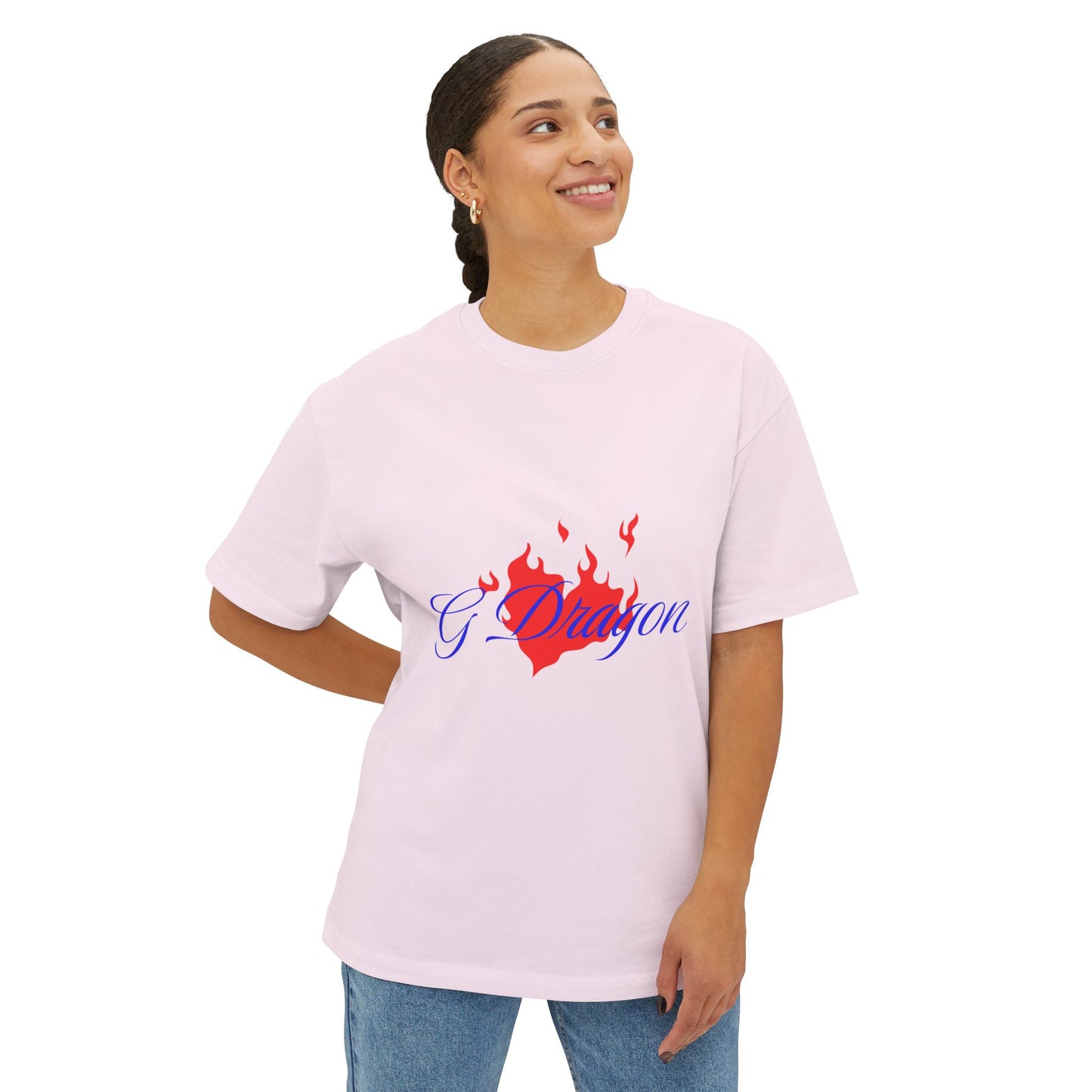 Heart on Fire Bold Script Unisex Oversized Boxy Tee - snazzymerch