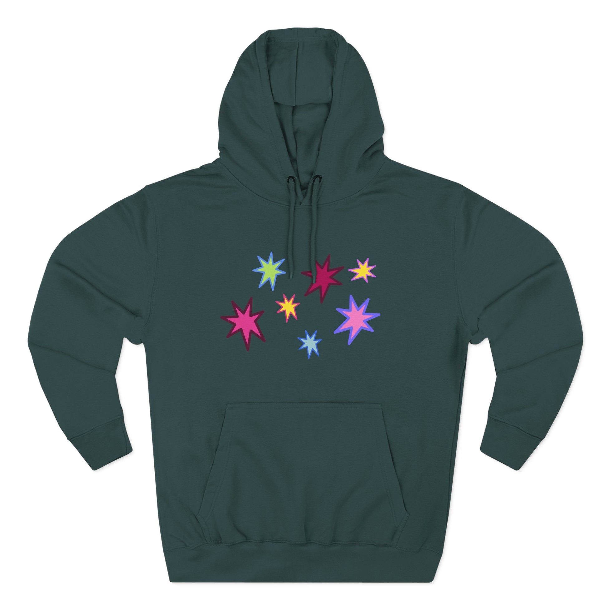 Rainbow Spark Burst Three-Panel Fleece Hoodie - snazzymerch