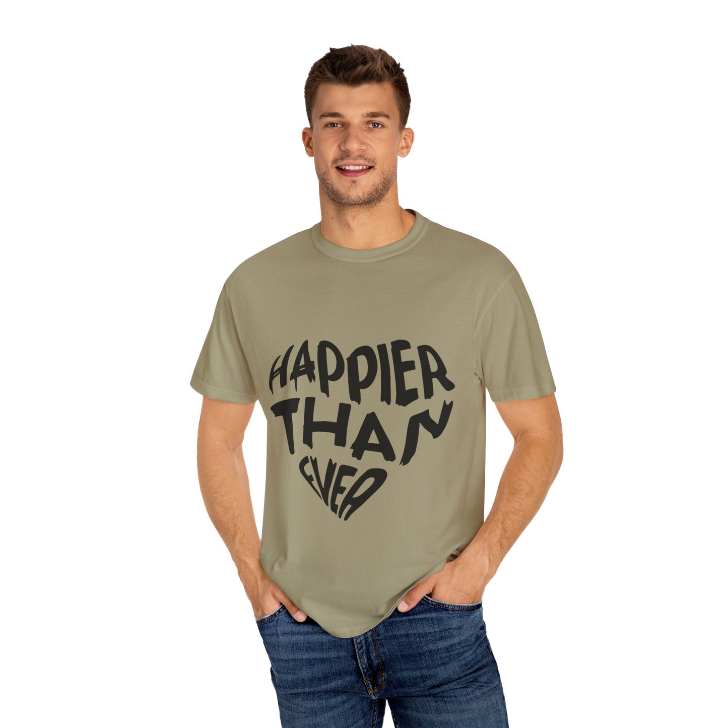 Billie Eilish Inspired Dyed T-shirt – Happier Heart Lettering Edition Printify