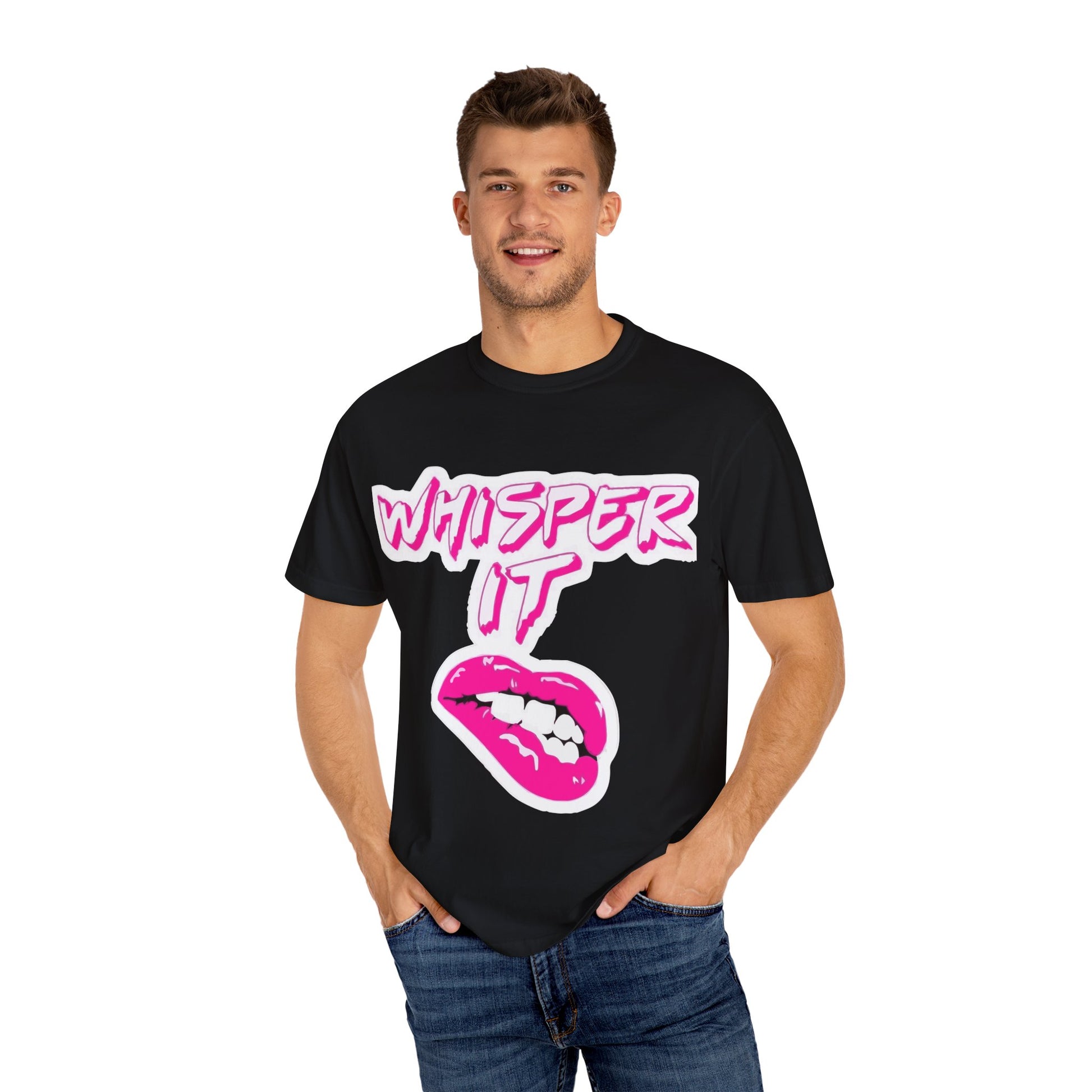 Whisper Lips Unisex Garment-Dyed T-shirt - snazzymerch