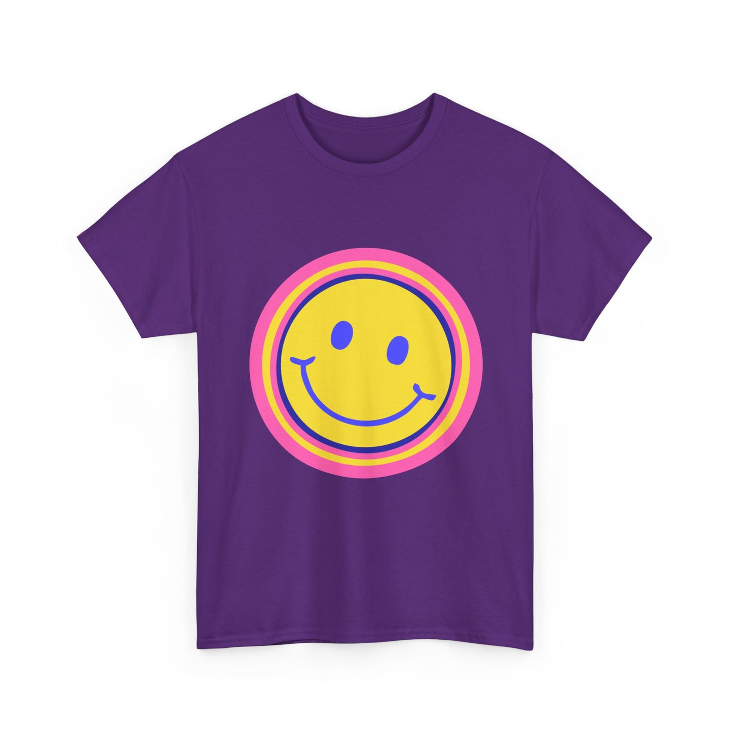 Retro Rainbow Smiley Unisex Heavy Cotton Tee - snazzymerch