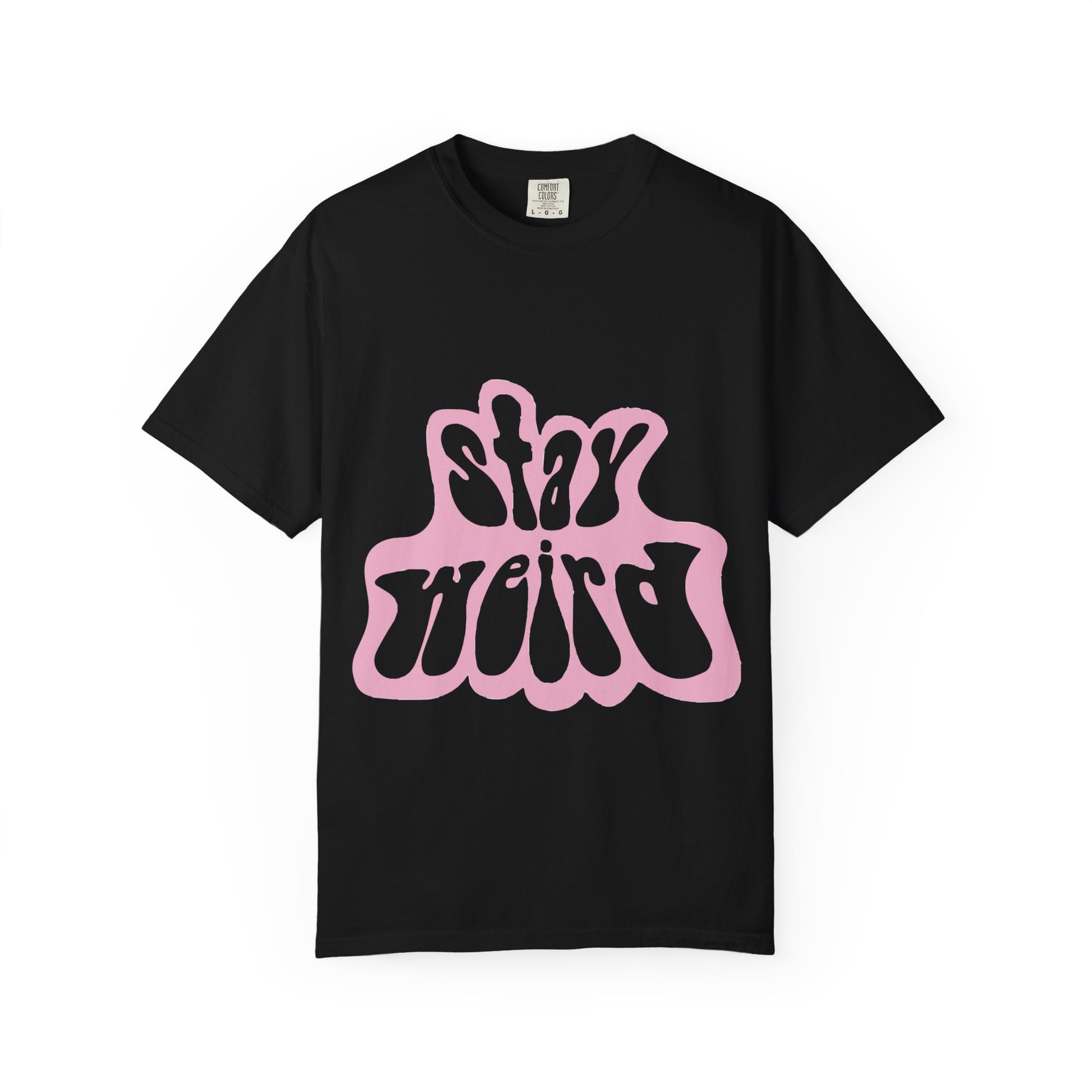 Retro Pink “Stay Weird” Typography Unisex Garment-Dyed T-shirt - snazzymerch