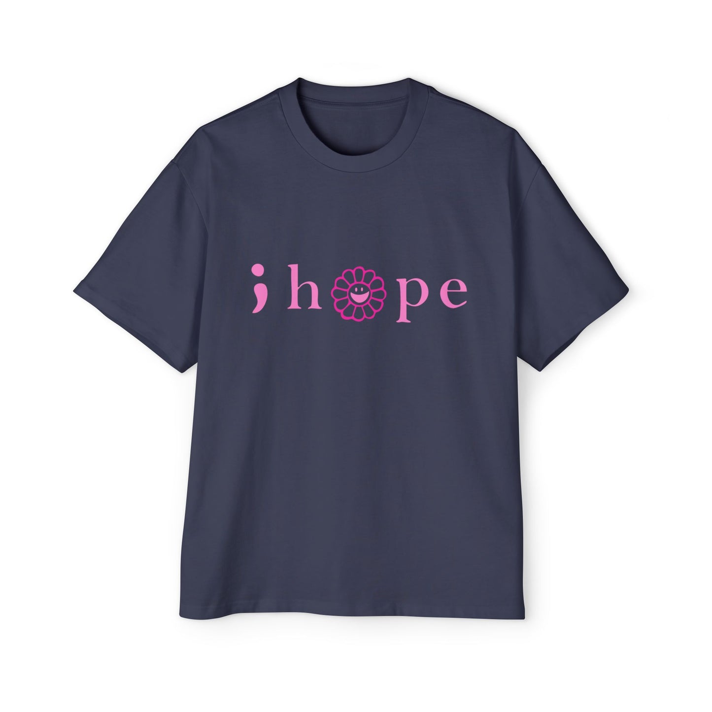 Pink Hope Smile Men's Heavy Oversized Tee - snazzymerch