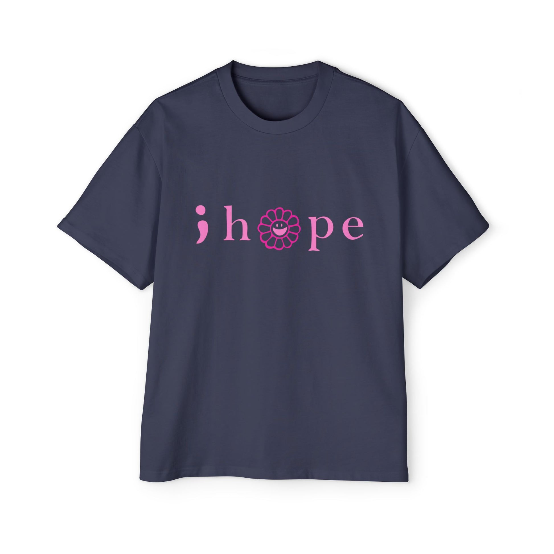 Pink Hope Smile Men's Heavy Oversized Tee - snazzymerch