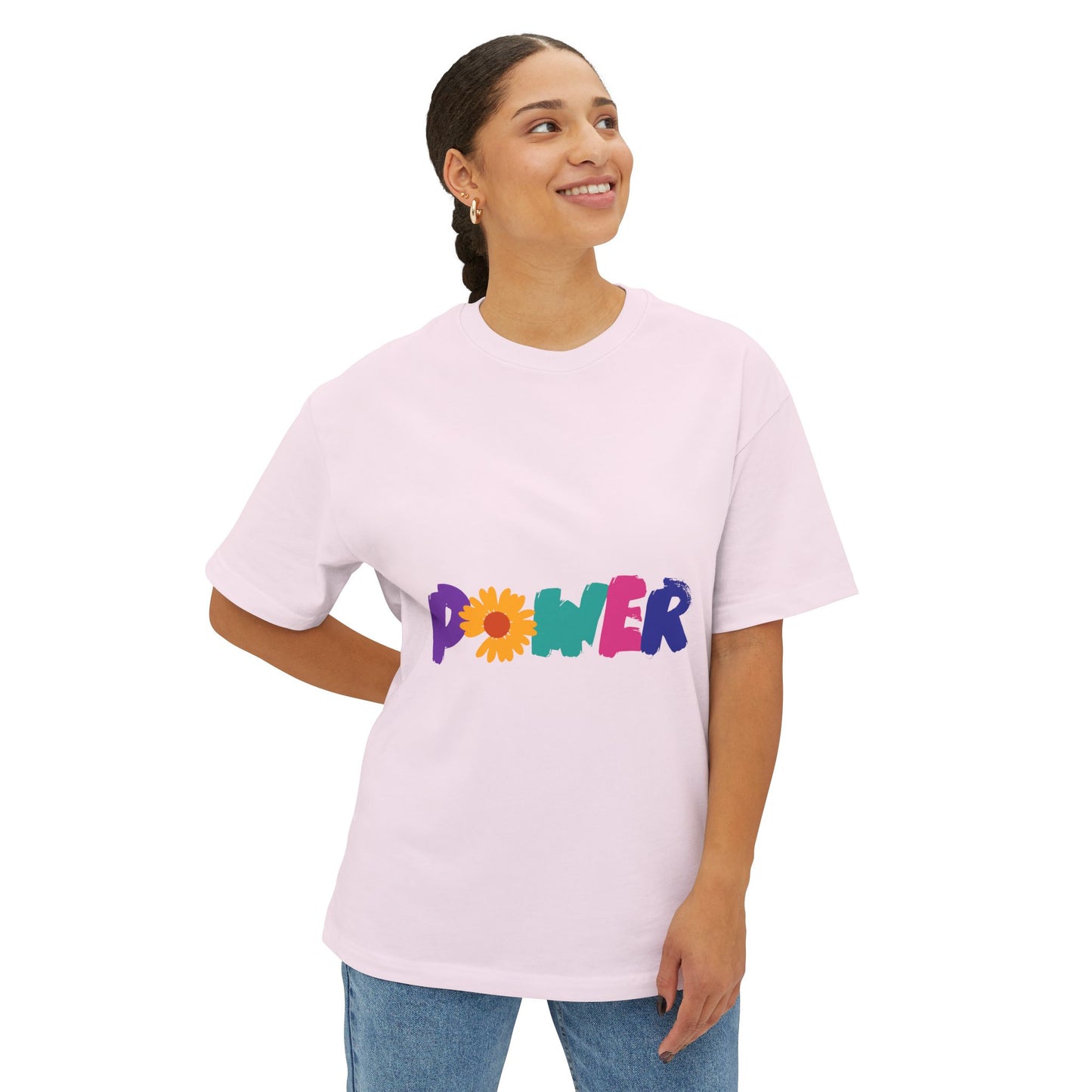 Retro Flower Power Color Pop Unisex Oversized Boxy Tee - snazzymerch