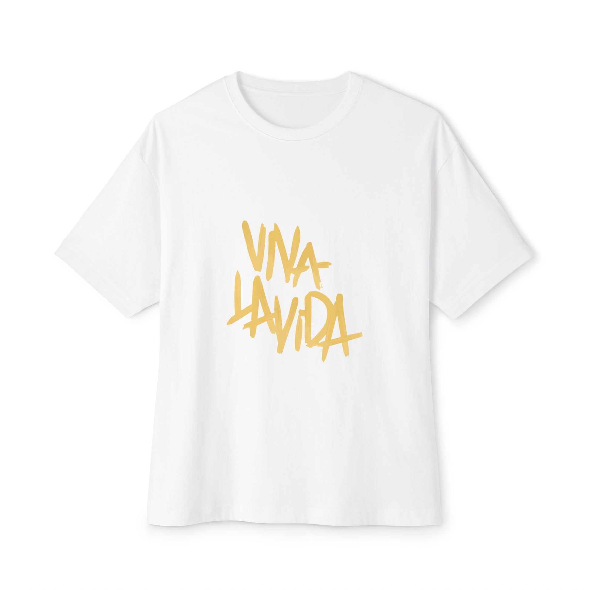 Golden Brush Script Unisex Oversized Boxy Tee Printify