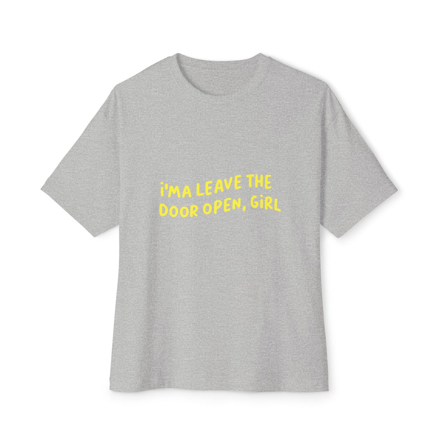 Open Vibes Yellow Script Unisex Oversized Boxy Tee Printify