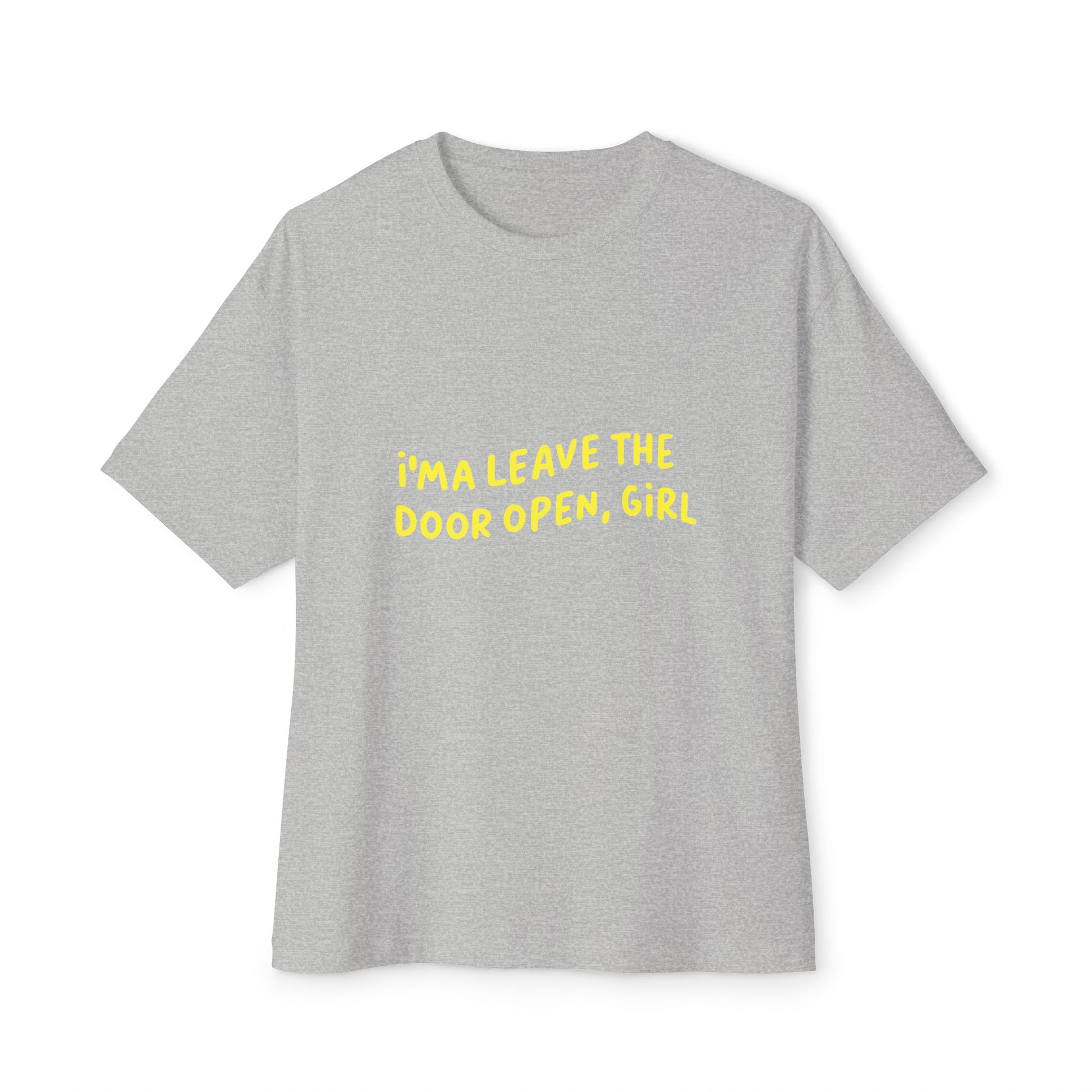 Open Vibes Yellow Script Unisex Oversized Boxy Tee Printify
