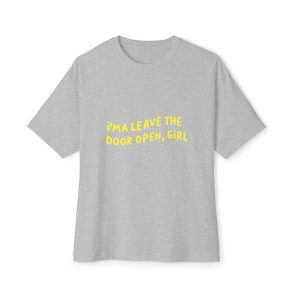 Open Vibes Yellow Script Unisex Oversized Boxy Tee Printify