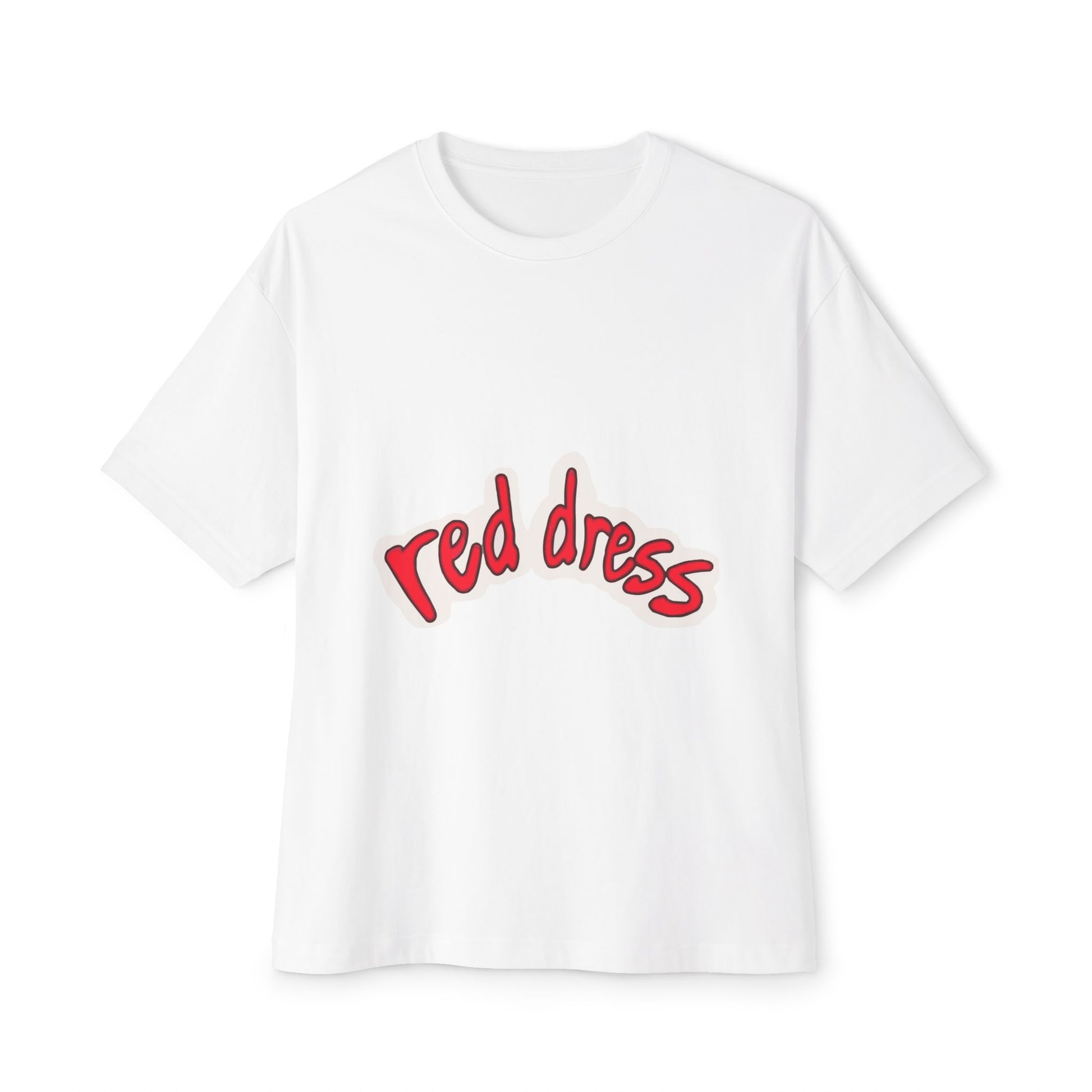 Red Dress Aesthetic Unisex Oversized Boxy Tee - snazzymerch